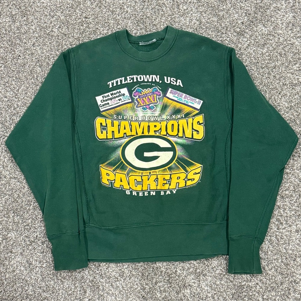 Vintage 1997 Green Bay Packers Super Bowl Titletown Gusset Sweatshirt Mens L